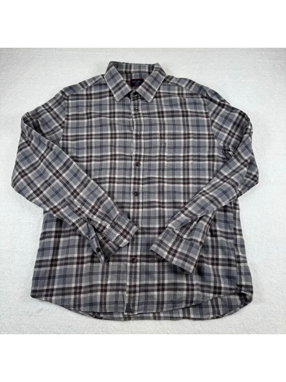 UNTUCKit Shirt Mens Size XL Gray Plaid Flannel Slim Fit Button Up Casual